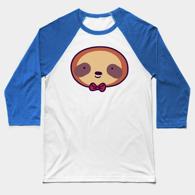 Cute Bowtie Sloth Face Baseball T-Shirt by saradaboru